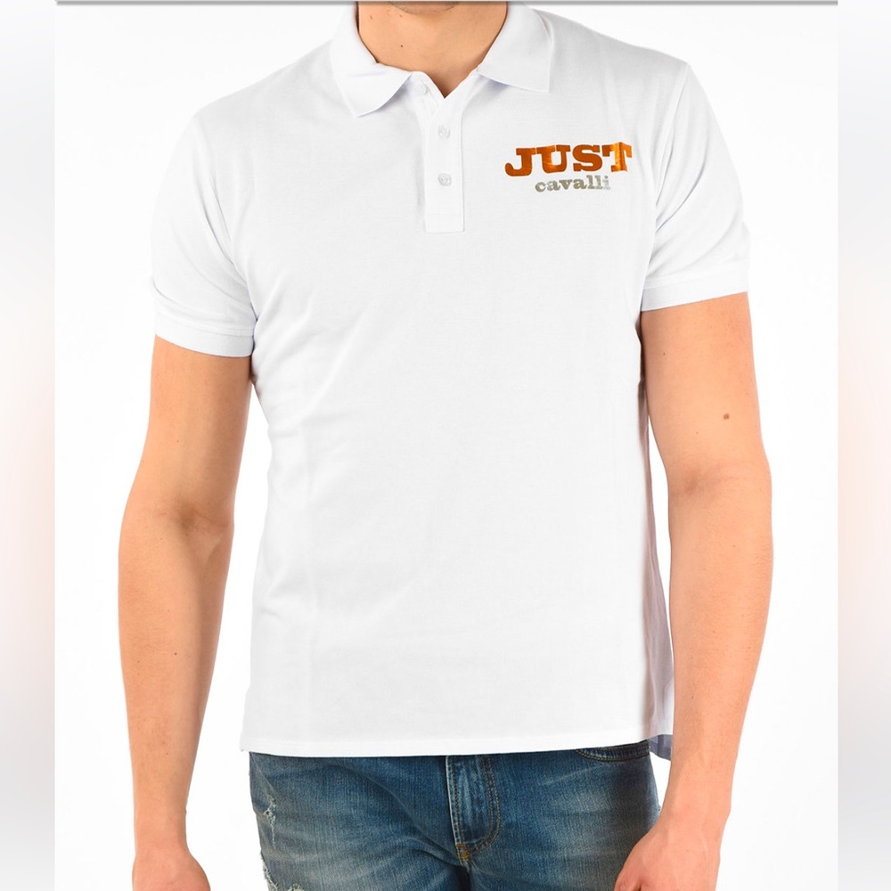 Just Cavalli Metallic Logo Polo Large EUC